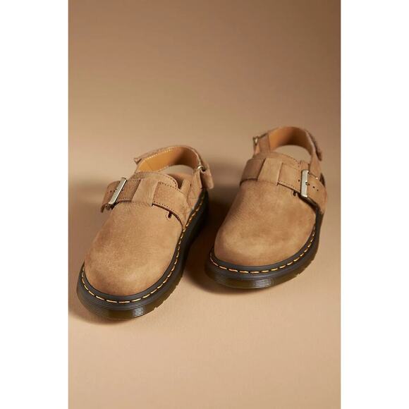 Dr. Martens Jorge II Slingback Mules Suede Leather Clog Sandals Tan Size 8 ~ NEW - Picture 1 of 13